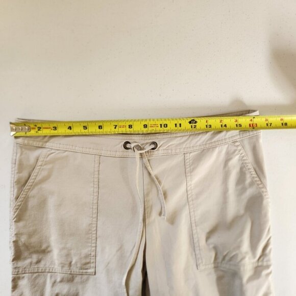 Prana Beige Mid Rise Cropped Hiking Pants Wide Leg Capri Summer Gorpcore - Picture 8 of 11